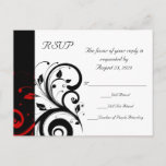 Black and White with Red Reverse Swirl Invitation Postcard