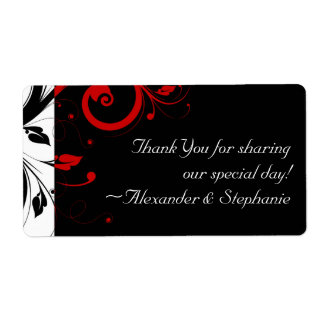 Black and White with Red Reverse Swirl Label