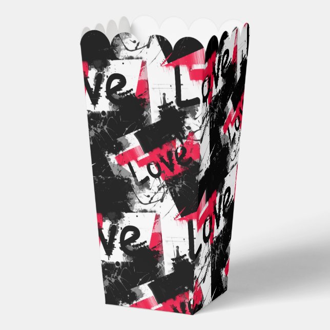 Black and white with red spots love pattern favor boxes (Front)