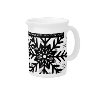 black and white with saying christmas beverage pitcher