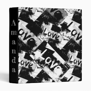 Black and white with spots pattern of love 3 ring binder
