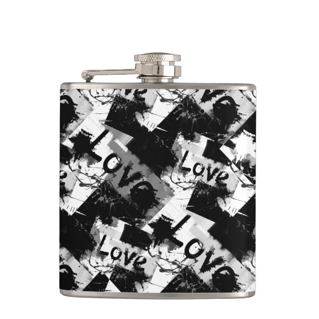 Black and white with spots pattern of love flask (Front)
