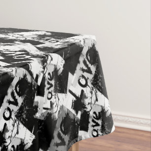 Black and white with spots pattern of love tablecloth