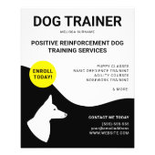 Black And White With Yellow Dog Design Dog Trainer Flyer (Front)