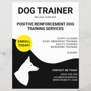 Black And White With Yellow Dog Design Dog Trainer Flyer