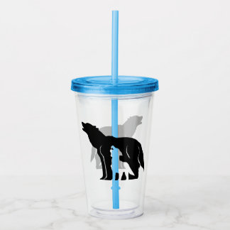 Black and White Wolves Acrylic Tumbler