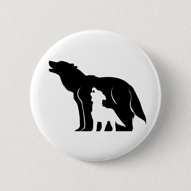 Black and White Wolves Button (Front)