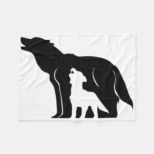 Black and White Wolves Fleece Blanket