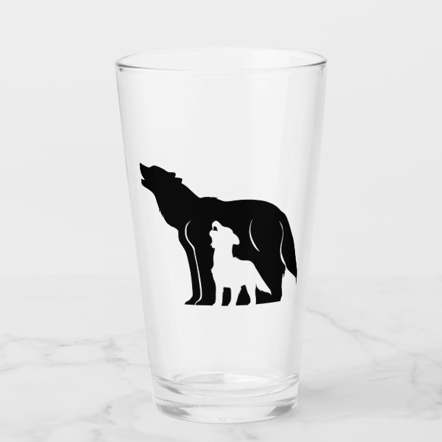 Black and White Wolves Glass (Front)