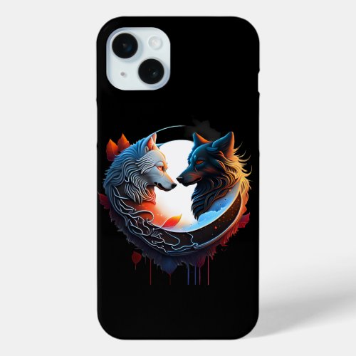 Black and white Wolves iPhone 15 Plus phonecase  iPhone 15 Plus Case