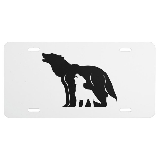 Black and White Wolves License Plate (Front)
