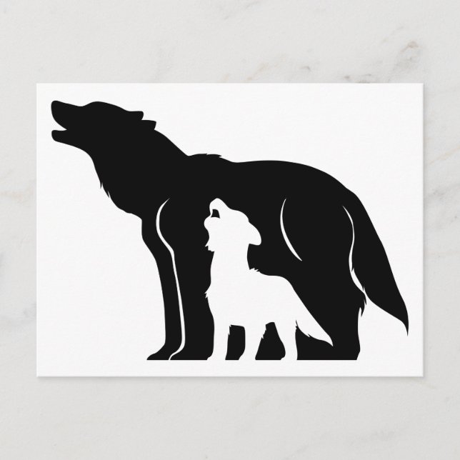 Black and White Wolves Postcard (Front)