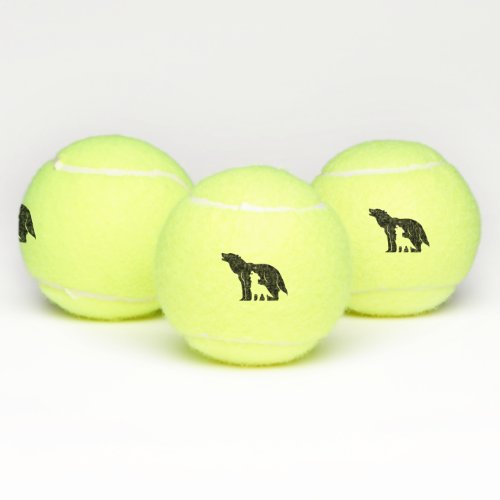 Black and White Wolves Tennis Balls