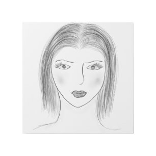 Black and White Woman Face Sketch for Gallery Wall Wrap