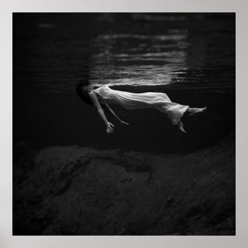 Black and White Woman in the Water Photograph Poster