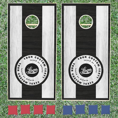 Black and White Wood Boards Company Logo Business  Cornhole Set