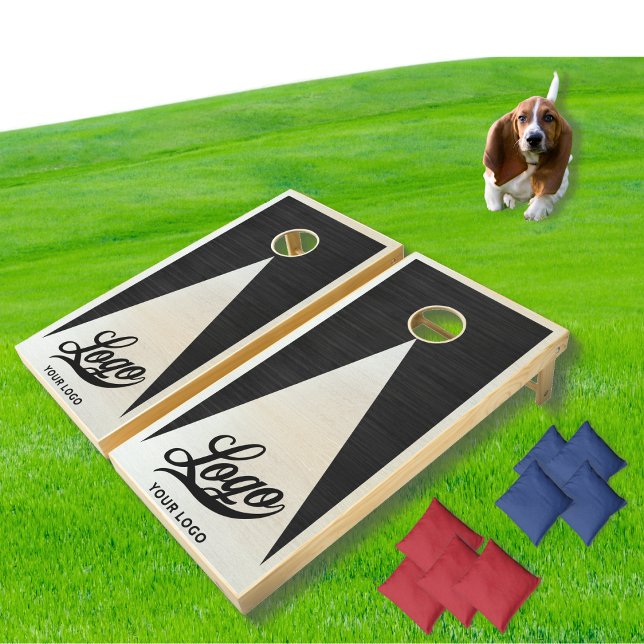 Black and White Wood Boards Company Logo Business  Cornhole Set (Creator Uploaded)