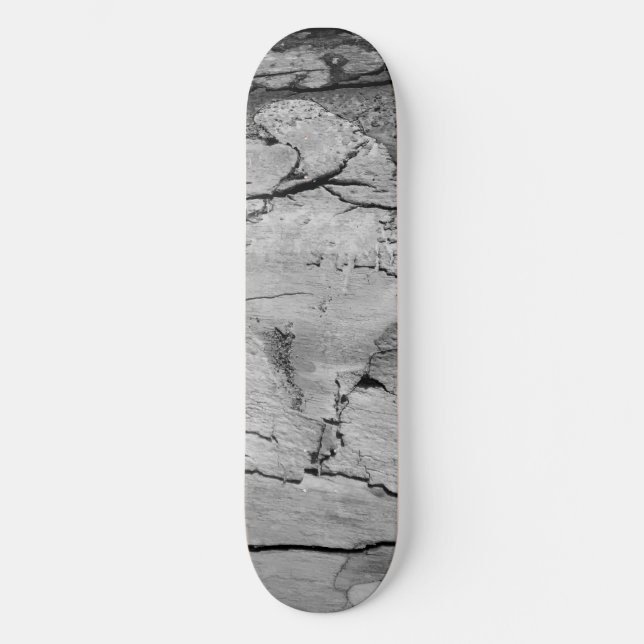 Black and White Wood Print Skateboard Deck (Front)