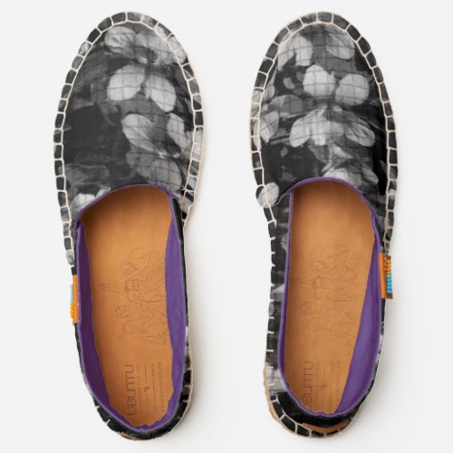 Black and White Wood Violet Mosaic Pattern ZSSG Espadrilles