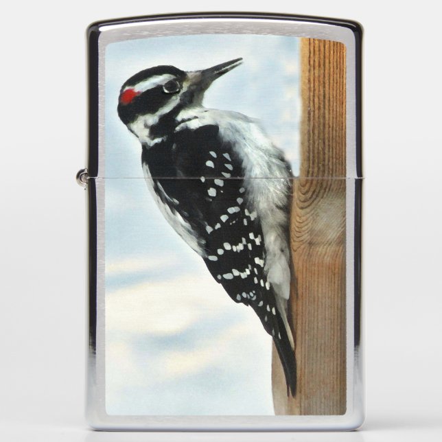 Black and White Woodpecker Bird Zippo Lighter (Front)