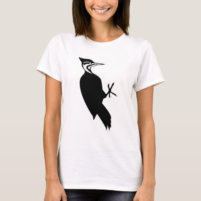 Black and White Woodpecker Lovers T-Shirt (Front)