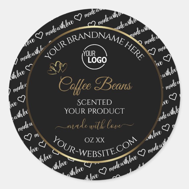 Black and White Word Art Gold Product Labels Logo (Front)