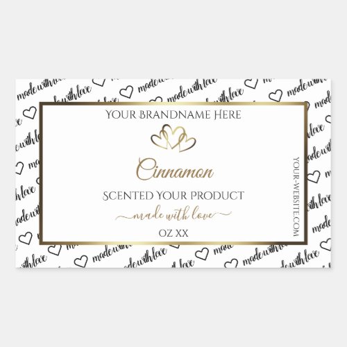 Black and White Word Art Product Label Gold Hearts