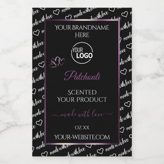 Black and White Word Art Purple Product Label Logo (Single Label)