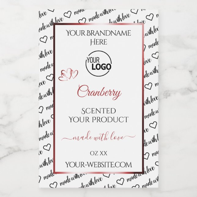 Black and White Word Cloud Logo Product Labels Red (Single Label)