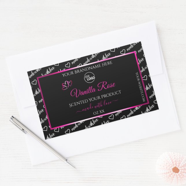 Black and White Word Cloud Pink Product Label Logo (Envelope)