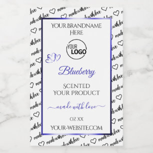 Black and White Word Cloud Product Label Blue Logo