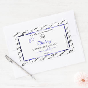 Black and White Word Cloud Product Label Blue Logo
