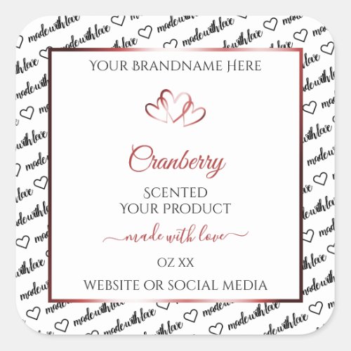 Black and White Word Cloud Product Label Red Heart
