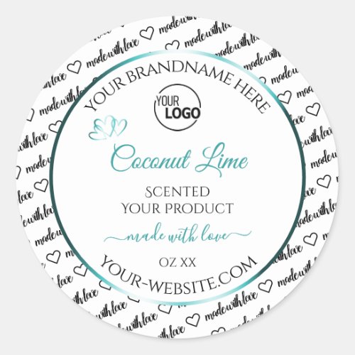 Black and White Word Cloud Product Label Teal Logo