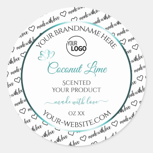 Black and White Word Cloud Product Label Teal Logo (Front)