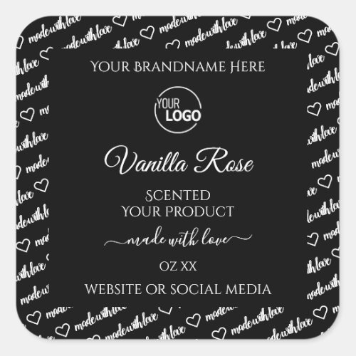 Black and White Word Cloud Product Labels Add Logo