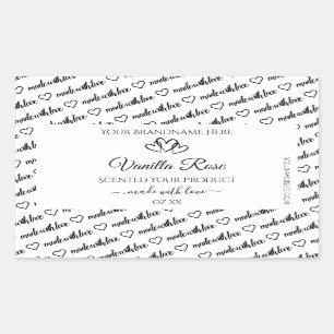 Black and White Word Cloud Product Labels Hearts