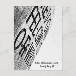 Black and White Word Inscription Architecture Postcard