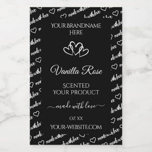 Black and White Words Cloud Product Labels Hearts