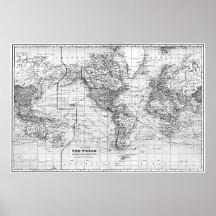 Black and White World Map (1901) Poster