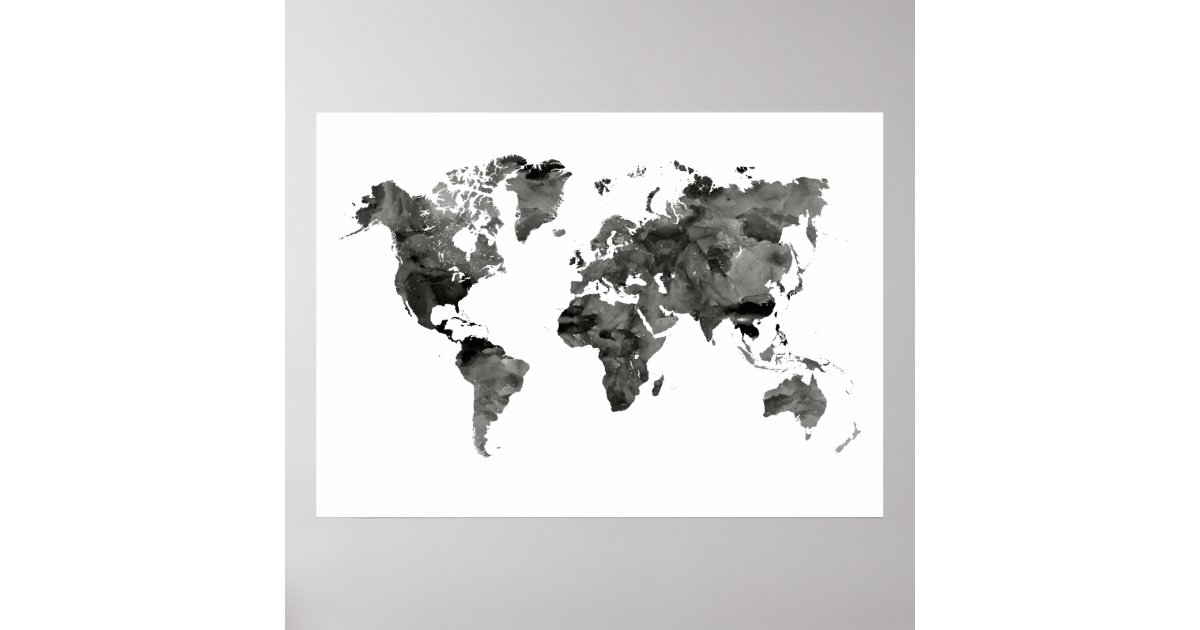 Wallpaper Black And White World Map Poster Zazzle Com HD