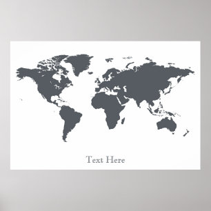 Black And White World Map Posters 10 Personalized