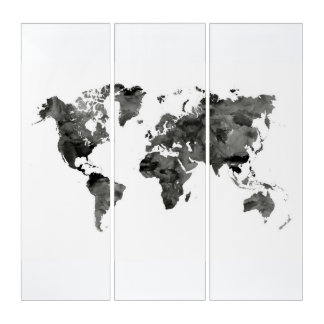 Black and white World map wall art