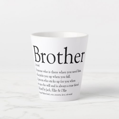 Black and White Worlds Best Brother Definition Latte Mug
