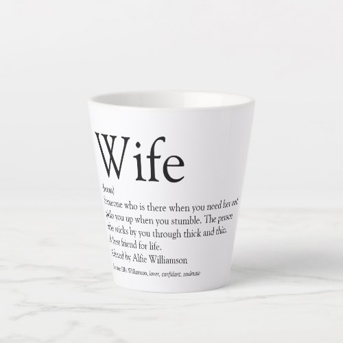 Black and White Worlds Best Ever Wife Definition  Latte Mug