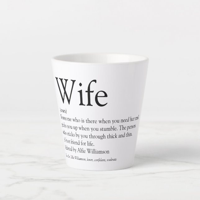 Black and White World's Best Ever Wife Definition  Latte Mug (Front)