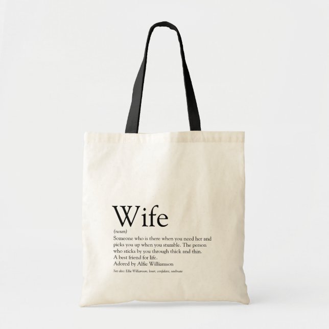 Black and White World's Best Ever Wife Definition  Tote Bag (Front)