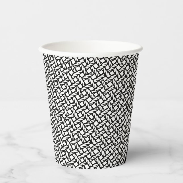Black and white woven patttern paper cups (Front)