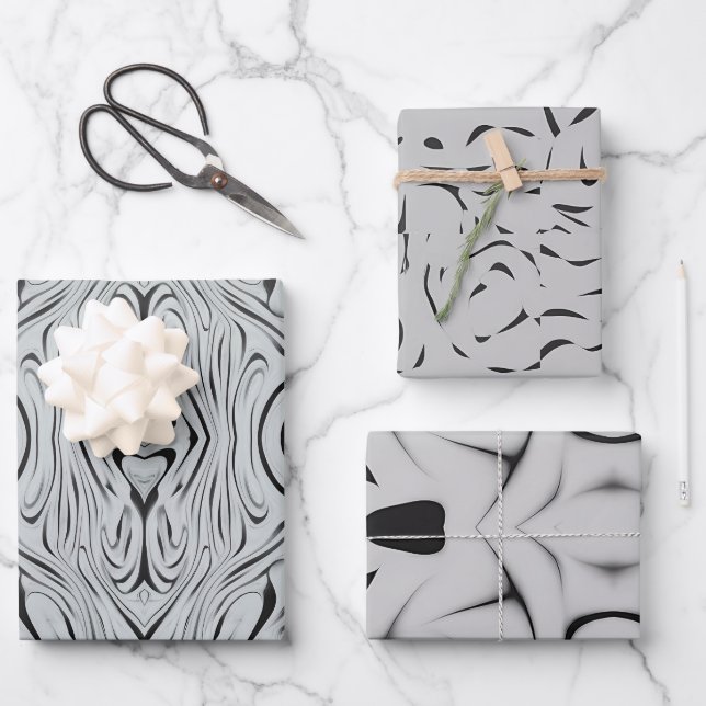 BLACK AND WHITE WRAPING PAER WRAPPING PAPER SHEETS (Front)