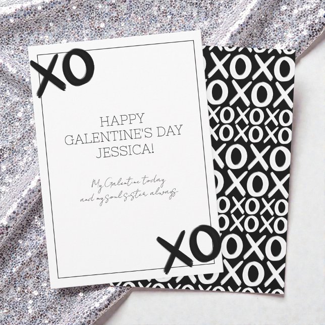 Black and White XOXO Best Friend Galentine's Day Holiday Card (Black and White XOXO Best Friend Galentine's Day Holiday Card)
